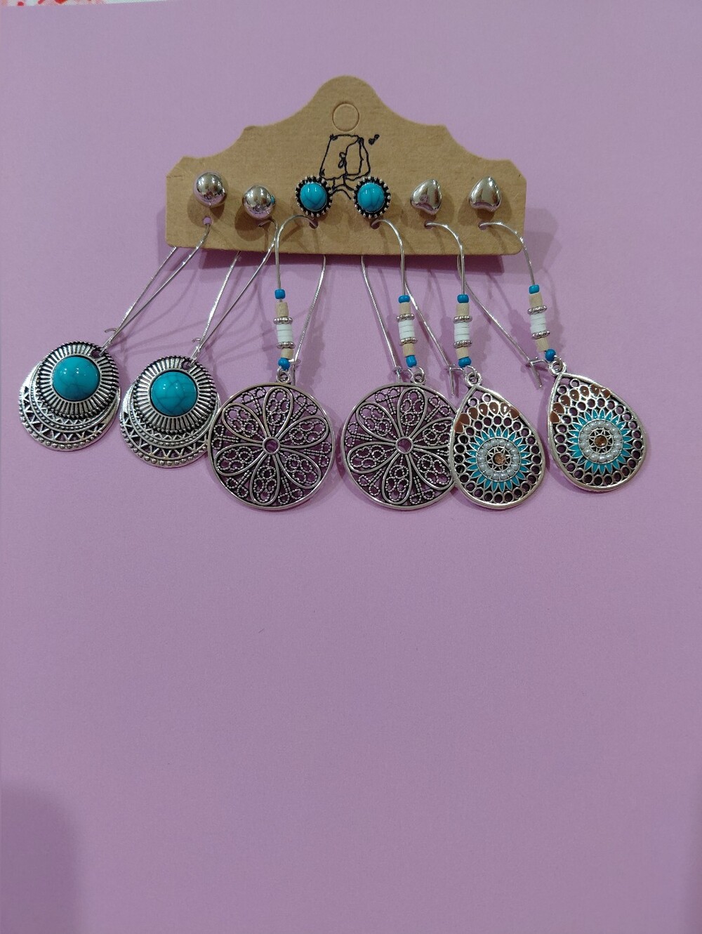 New Faux Turquoise  Filigree Earring Set - Women Jewelry